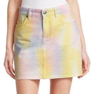 Ganni Pastel Tie-Dye Mini Skirt in Yellow, Pink, Blue